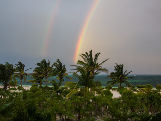 Double rainbow over Winding Bay